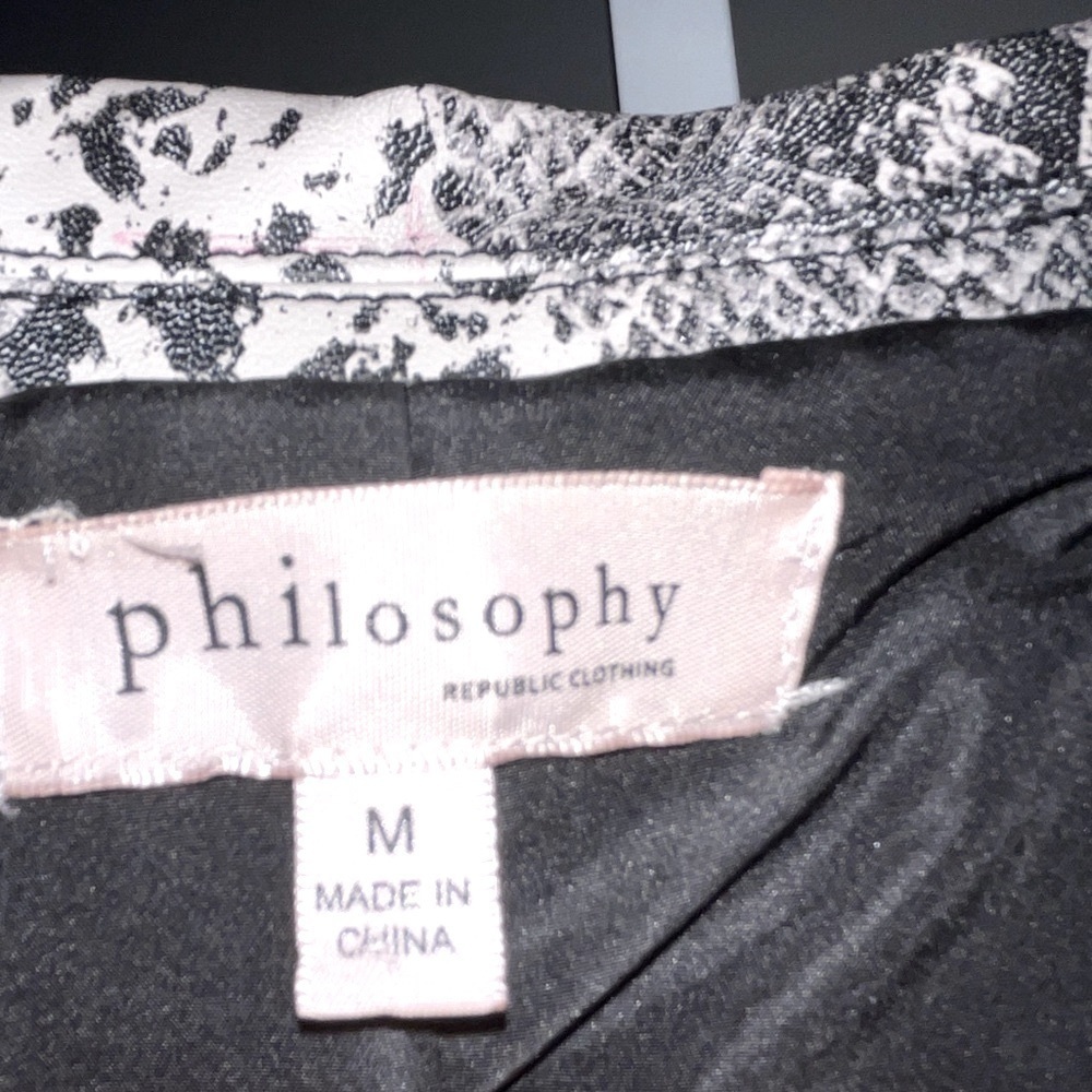 Philosophy Faux Leather Snakeskin Moto Jacket Cropped Edgy Layers Womens Medium - Picture 2 of 8
